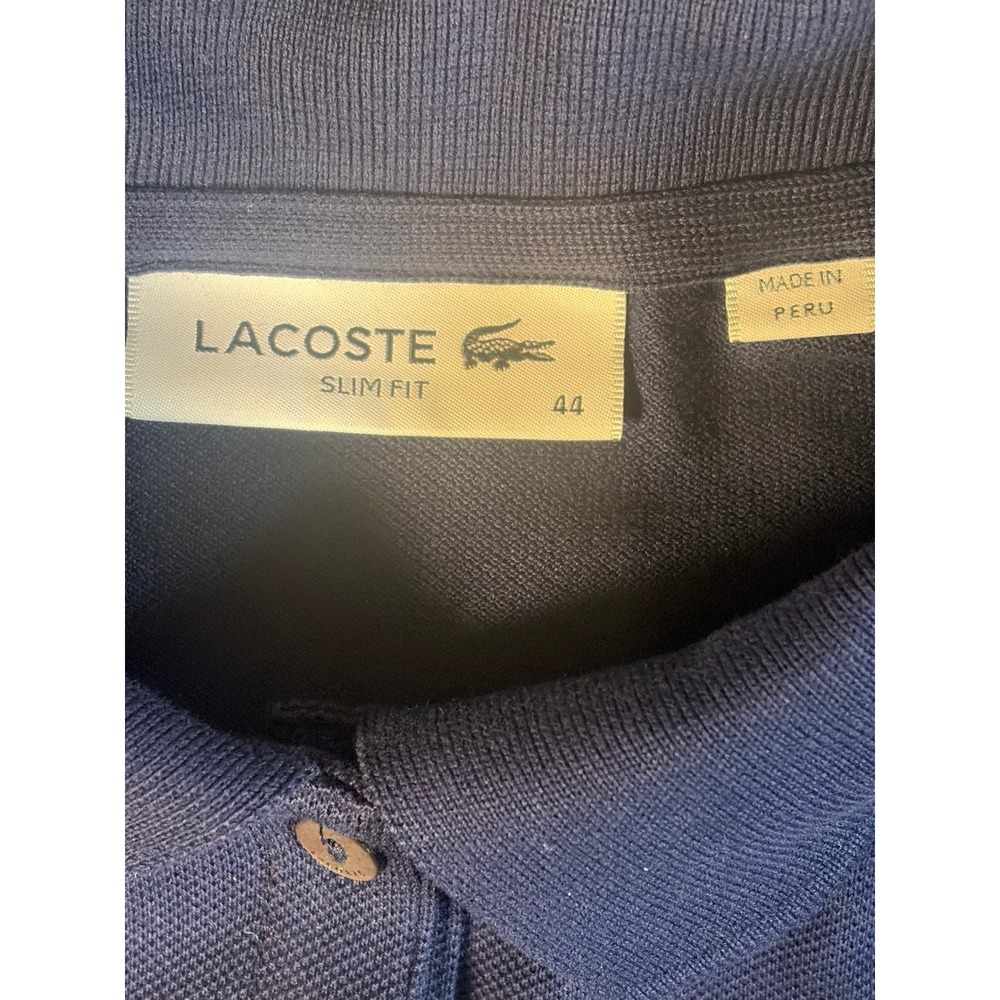 Lacoste Womens Slim Fit Polo Shirt Navy Blue Stretch Pique PF7845 Size 44